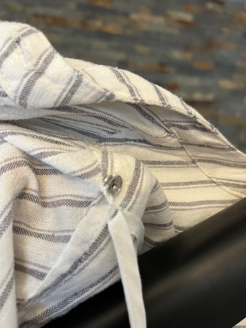GAP Linen Blend Belted Shirtdress Tall-Medium Grey/White stripe - Picture 8 of 16